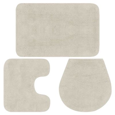 Conjunto De Alfombrillas De Baño De Vidaxl, Tela 3 Piezas Blanco