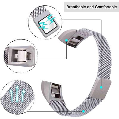 Pulsera Milanese Loop Cierre Magnético Fitbit Alta /alta Hr/ Alta Ace Silver