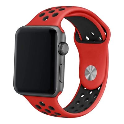 Correa Cool para Apple Watch Series 1 / 2 / 3 / 4 / 5 / 6 / 7 / SE (42 / 44 / 45 mm) Sport Rojo-Negro