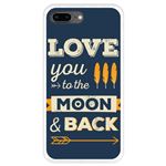 Funda Transparente para iPhone 7 Plus - 8 Plus, Diseño Frase romántica con flecha y plumas, Love you to the moon and back, TPU