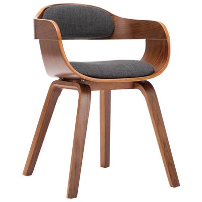 Vidaxl Gris/Oscuro Silla De Comedor Tela Y Madera Curvada