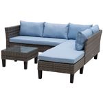 Conjunto de sofás de ratán Outsunny azul 140x70x66 cm