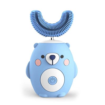 Cepillo De Dientes Eléctrico En Forma De U, Para Niños Cerdas De Silicona Suave Dam Azul