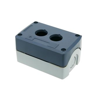 Caja de control de dispositivos eléctricos BeMatik para 2 pulsadores o interruptores de 22 mm gris