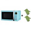 Pack Microondas Jocel JMO001306, 20 Litros, Azul, 800 w + juego 2 manoplas
