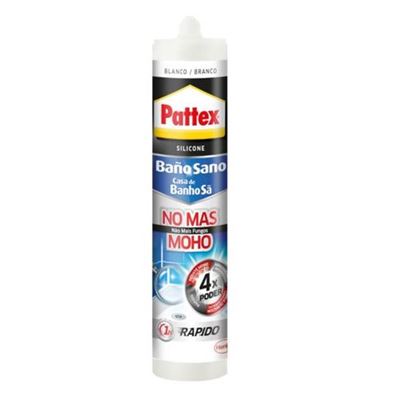 Pattex Baño Sano no moho silicona impermeable resistente al blanca duradera para cocina y mas cartucho 280ml. 1994664