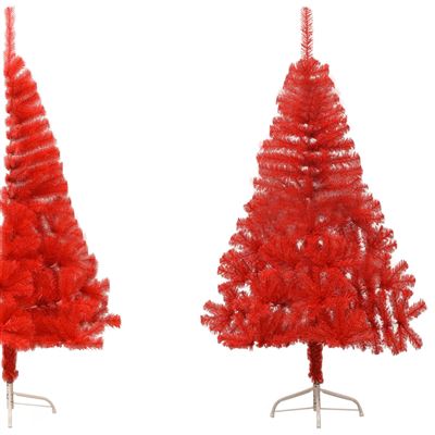 Medio árbol de Navidad artificial con soporte vidaXL PVC rojo 120 cm