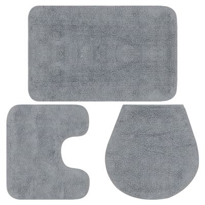 Conjunto De Alfombrillas De Baño De Vidaxl, Tela 3 Piezas Gris