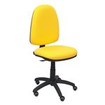 Silla de oficina ergonómica Piqueras y Crespo Modelo 04CP, Ruedas de parquet, tejido Bali amarillo