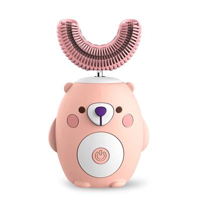 Cepillo De Dientes Eléctrico En Forma De U, Para Niños Cerdas De Silicona Suave Dam Rosa Claro