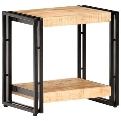 Vidaxl Marrón Mesa Auxiliar De Madera De Mango Rugosa 40X30x40cm