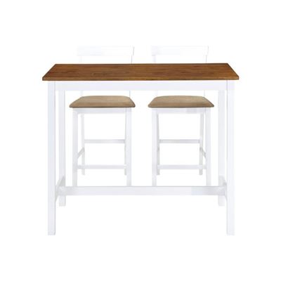 Set mesa y sillas de bar 3 piezas vidaXL madera maciza marrón y blanco