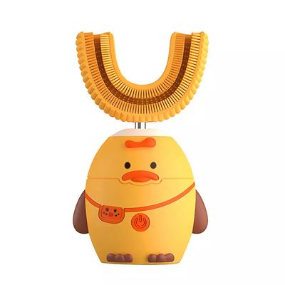Cepillo De Dientes Eléctrico En Forma De U, Para Niños Cerdas De Silicona Suave Dam Amarillo