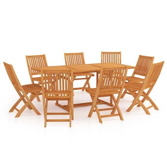 Conjunto de comedor de jardín 9 piezas vidaXL 180x90x75cm 46,8x58x88cm madera de teca 35,65 kg - 1