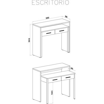 Mesa escritorio extensible mesa estudio consola acabado blanco brillo  98,6x86,9x36- 70 cm, Pequeño mobiliario, Los mejores precios