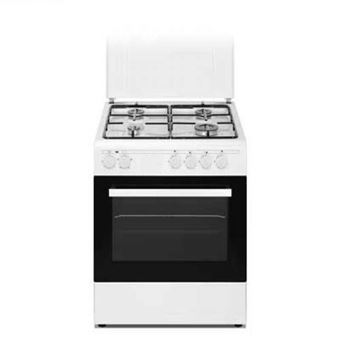 Cocina a Gas HVG 50 cm, 4 fuegos, horno a gas, acabado blanco