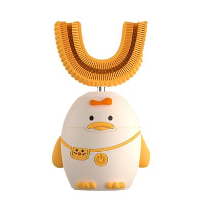 Cepillo De Dientes Eléctrico En Forma De U, Para Niños Cerdas De Silicona Suave Dam Naranja