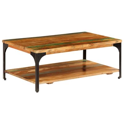 Vidaxl Mesa De Centro Con Estante Madera Maciza Reciclada Cm