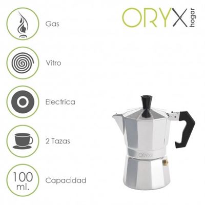 Cafetera Italiana Oryx 2 Tazas Inox