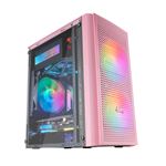 Caja PC Micro ATX Mars Gaming MC300P Rosa, Cristal Templado, MESH, 3xVentilador FRGB