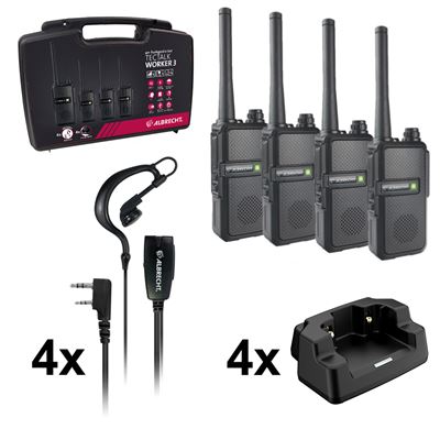 Walkie Talkie Albrecht Tectalk Worker 3 Pack 4 Radios Con Cargadores Y Dos Micro Auriculares
