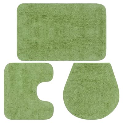 Conjunto De Alfombrillas De Baño De Vidaxl, Tela 3 Piezas Verde