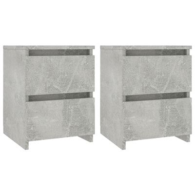 Vidaxl Gris Mesitas De Noche 2 Uds Aglomerado Hormigón Cm
