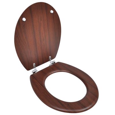 Asiento de inodoro vidaXL, con tapa de cierre duro, color Madera