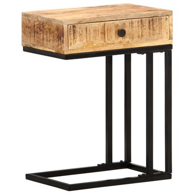 Vidaxl Marrón Mesa Auxiliar Forma De U Madera Maciza De Mango 45X30x61cm