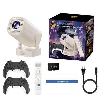 Szsmart Blanco Proyector Inteligente Consola Retro Karaoke Wifi Bluetooth U5
