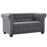 Sofá Chesterfield vidaXL, de 2 plazas de terciopelo 146x75x72 cm Gris