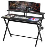 Mesa gaming Homcom negro 140x60x90 cm MDF y metal para monitor
