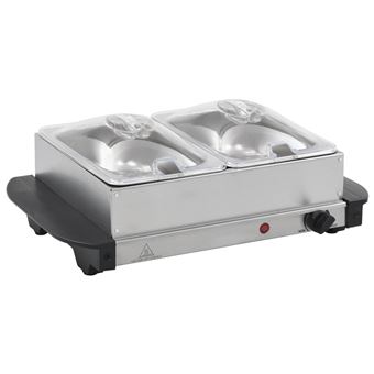 Calientaplatos para bufé vidaXL de acero inoxidable 200 W 2x1,5 L
