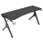 Mesa Gaming 140cm Mars Gaming MGD140 Negro, Soporte Cascos+Bebida, Alfombrilla Total