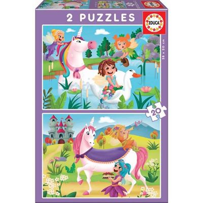 Puzzle 2x20 Pzas Unicornios Y Hadas