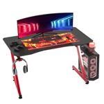 Mesa gaming Homcom rojo 120x65x74,5 cm aglomerado de madera y acero