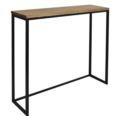 Mesa Alta Estrecha iCub Big Wood Industrial, 30X120X110 cm, Efecto Vintage, Negro