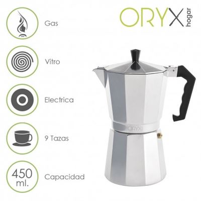Cafetera Italiana Oryx 9 Tazas Inox