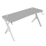 Mesa Gaming 140cm Mars Gaming MGD140W Blanco, Soporte Cascos+Bebida, Alfombrilla Total