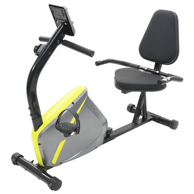 Bicicleta Estática Reclinada Magnética Vidaxl Con Pulsómetro Gris Y Amarillo
