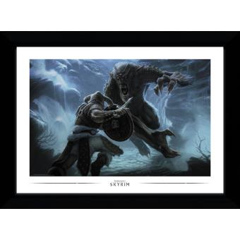 Fotografia enmarcada Skyrim Troll Fight (30mm Negro)