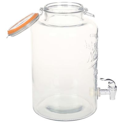 Dispensador De Bebidas Relaxdays 4.8 L - Con Grifo, Tapa, Transparente/blanco, Ideal Para Nevera O Exteriores