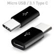 Adaptador Micro USB a Usb-c Tipo c Tipo-c 3.1 Type c Data Cargador Cable Negro