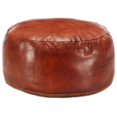 Vidaxl Marrón Puf Cuero Auténtico De Cabra 60X30cm