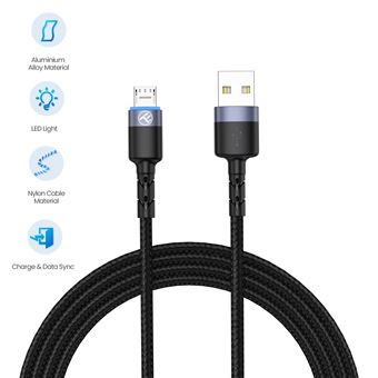 Cable de datos Tellur USB a Micro USB LED,Negro - 1
