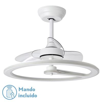 Ventilador De Techo Fabrilamp Led Chom Regulable Con Control Remoto 110w 3cct 9350lm Ip20 Ø62cm Blanco