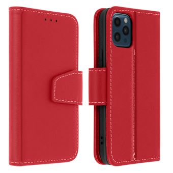 Funda de Piel Premium iPhone 12 Pro Max Tarjetero Función Soporte Rojo - 1