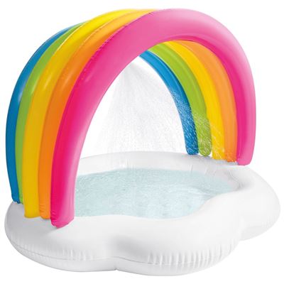 Piscina hinchable infantil arcoíris con pulverizador Intex 142X119X84 cm