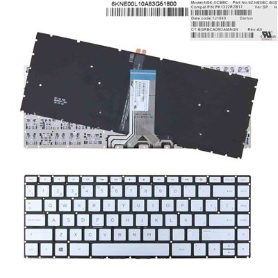 Teclado Retroiluminado para Portátil HP Pavilion 14-BS 14-BS000 14-BS100 14-BS500 PLATA SIN MARCO INTRO PEQUEÑO