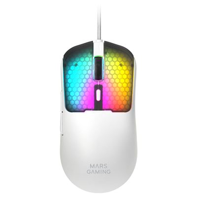 Mars Gaming Blanco Ratón Gaming Mm-Viper 56G Sensor A825pro 12800 Dpi Switches Huano Rgb